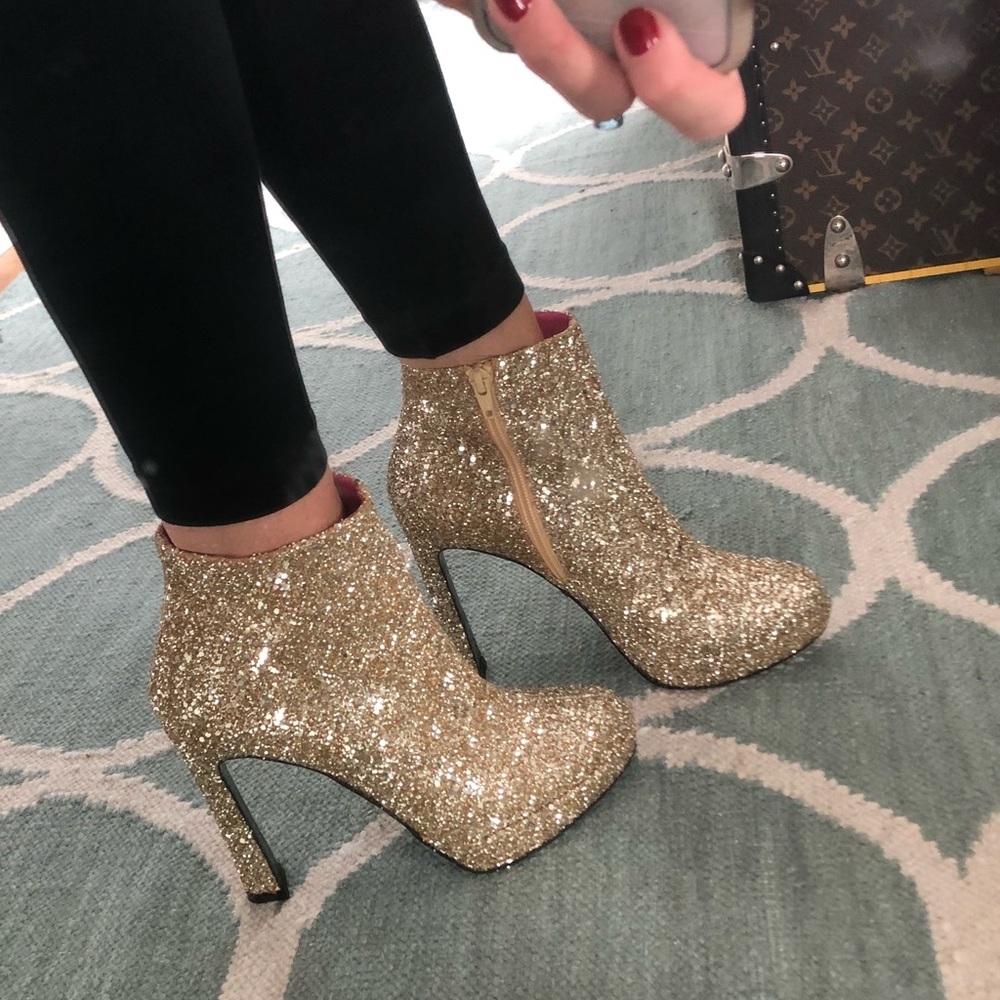 Gold Glitter Ankle Boots